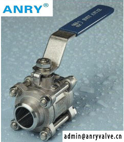 3PCS BSP NPT Nipple Threaded CF8M Body Reinforced Ptfe Valve
